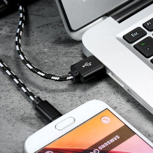 Кабел за зареждане на телефон и таблет, USB A към USB Type-C 3.1, черен ...
