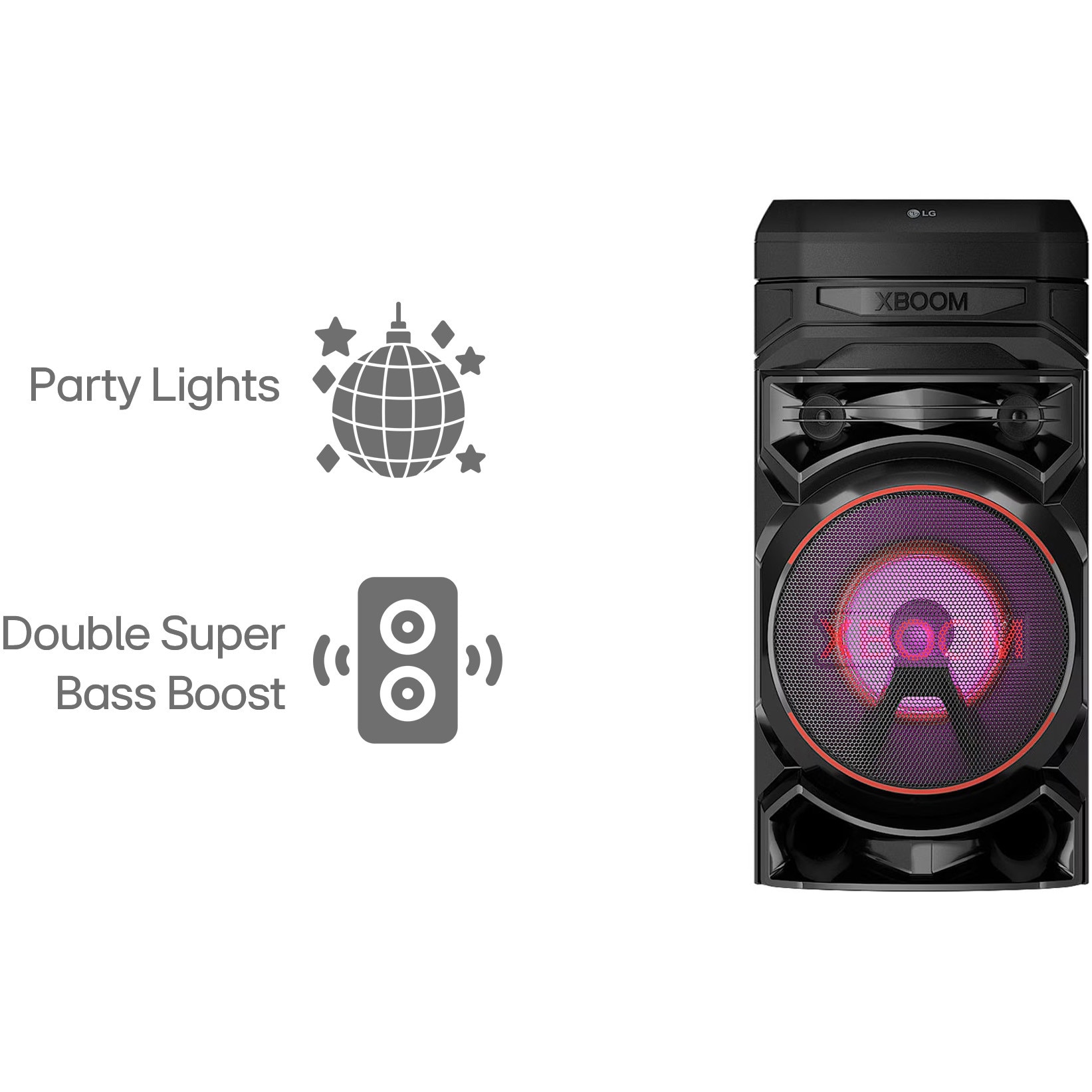 Sistem audio LG XBOOM RNC5, Bluetooth, Radio FM, Karaoke, Wireless Party Link, Double Bass-Boost, Negru