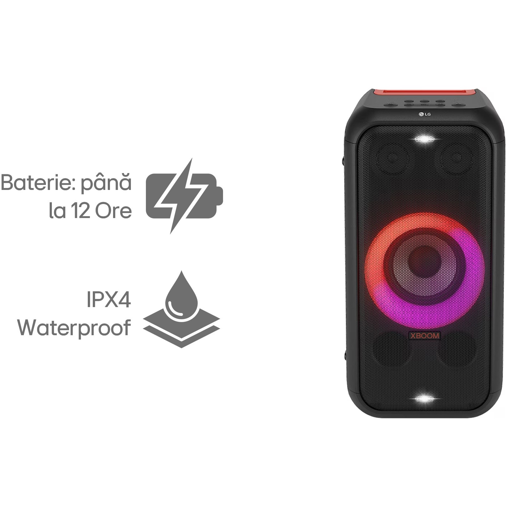 Sistem audio LG XBOOM XL5S, Bluetooth, IPX4, 200W, Negru