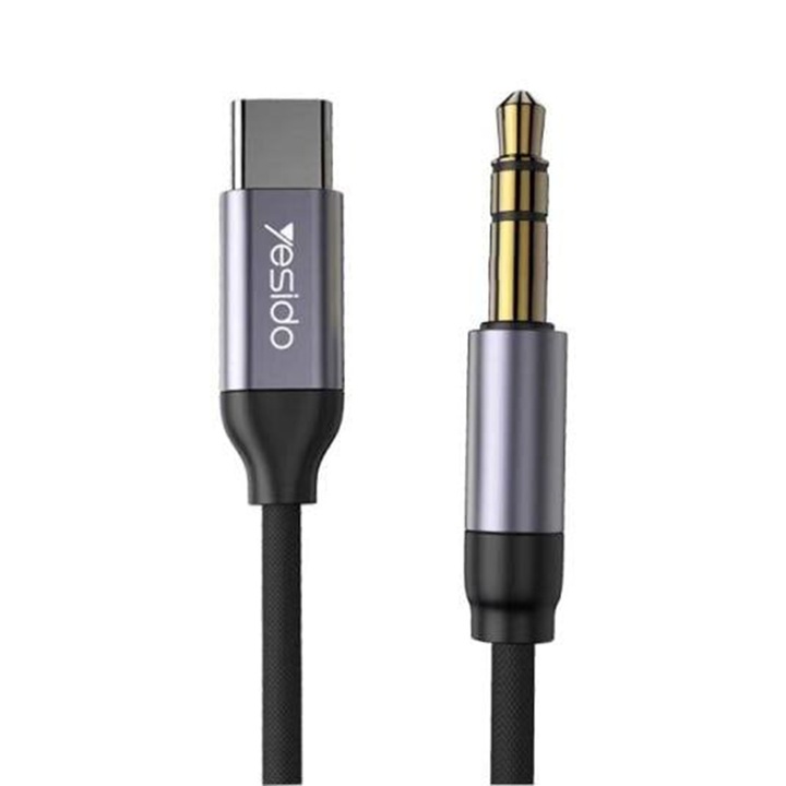 Audiokábel USB-C csatlakozóhoz 3,5 mm, 1 m, textil, szürke - Modern kompatibilitás és kifinomult stílus