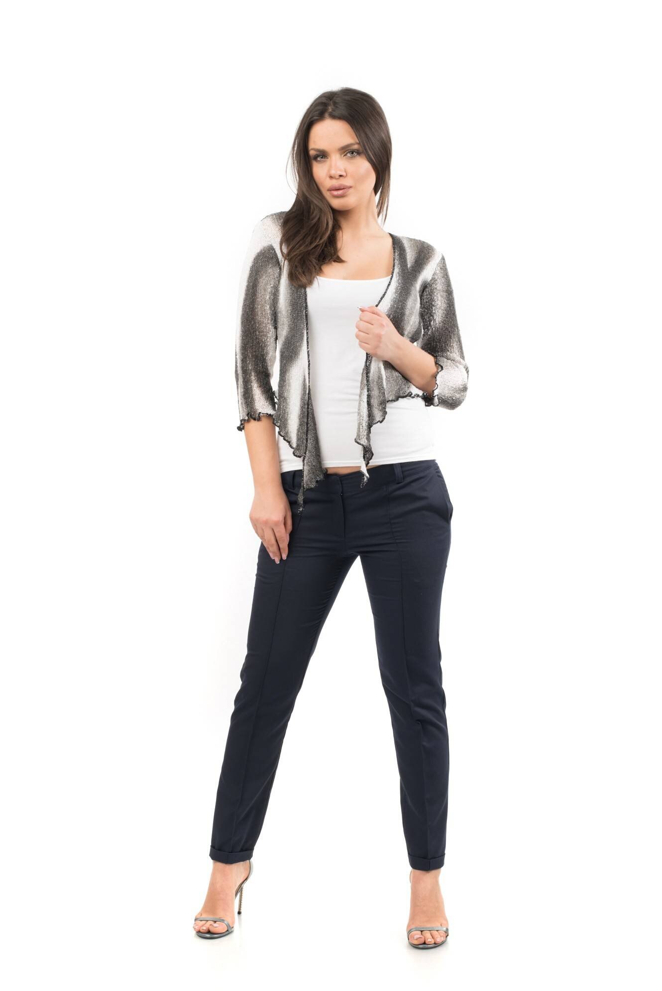 Bolero alb cu negru, ROH, handmade, M