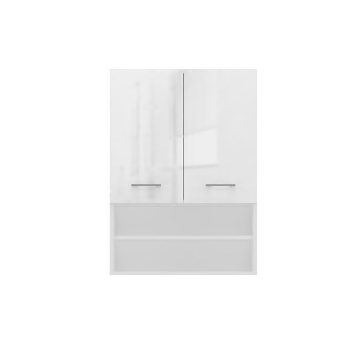 Fürdőszoba szekrény BAGNOLI mosógéphez: D 30 cm x 64 cm x 90 cm, függesztett fürdőszobai polc, fürdőszoba oszlop, fürdőszobai tároló szekrény, fehér / fényes fehér