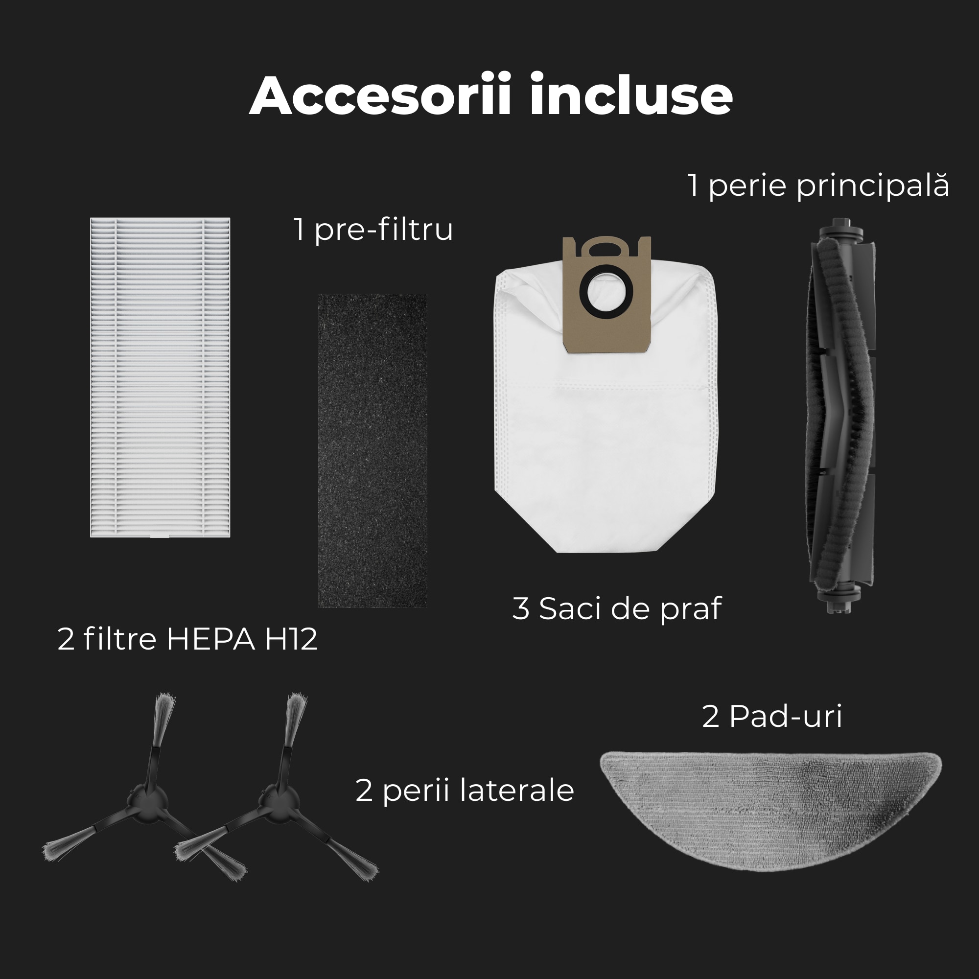 Aspirator robot Aeno ARC0004S, statie de incarcare, curatare umeda si uscata, filtru HEPA 12+prefiltru si lampa UV, 4000 Pa, baterie Litiu Ion 5200 mAh, capacitate rezervor 300 ml, Alb