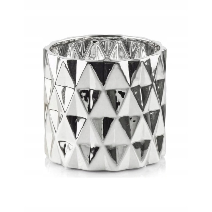 Ghiveci decorativ, Polnix, Ceramica, 13cm, Argintiu