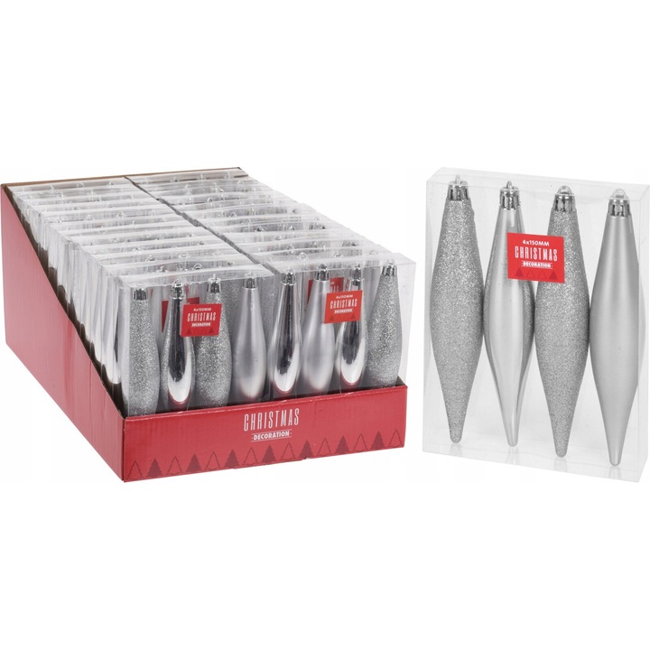 Set 4 decoratiuni, Koopman, argintiu