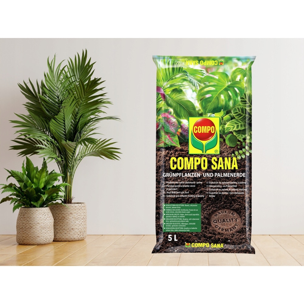 Substrat pentru plante verzi si palmieri, Compo, Substrat de inalta  calitate pentru toate plantele verzi, palmieri si ferigi, fabricat din  materii prime regenerabile, ambalaj fabricat din peste 60% material  reciclat, calitate fiabila,