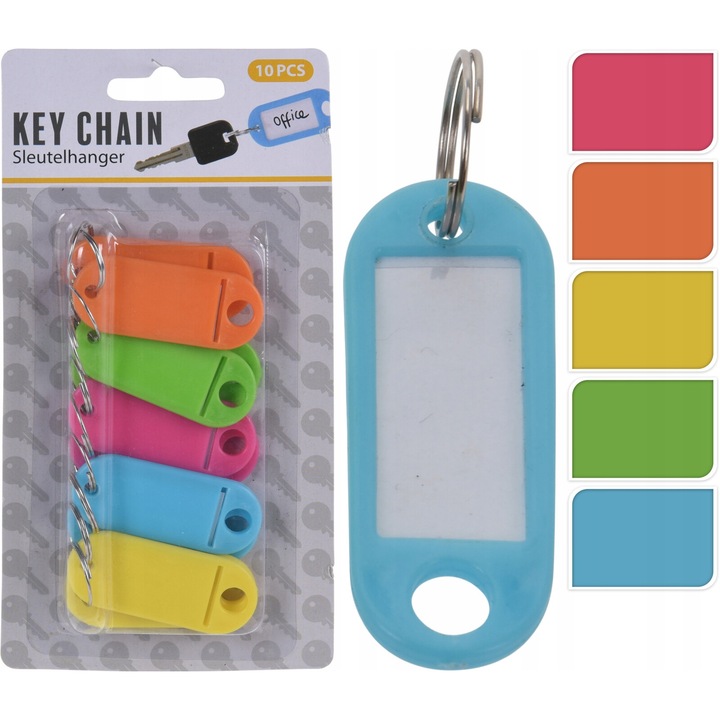 Комплект от 10 ключодържателя, Koopman, 5 цвята, пластмаса, многоцветен