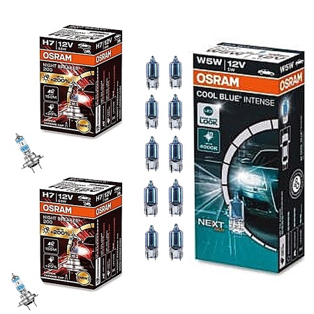 Csomag Osram tompított fényszóró 2X H7 Night Breaker 200% + 10 db-os ...