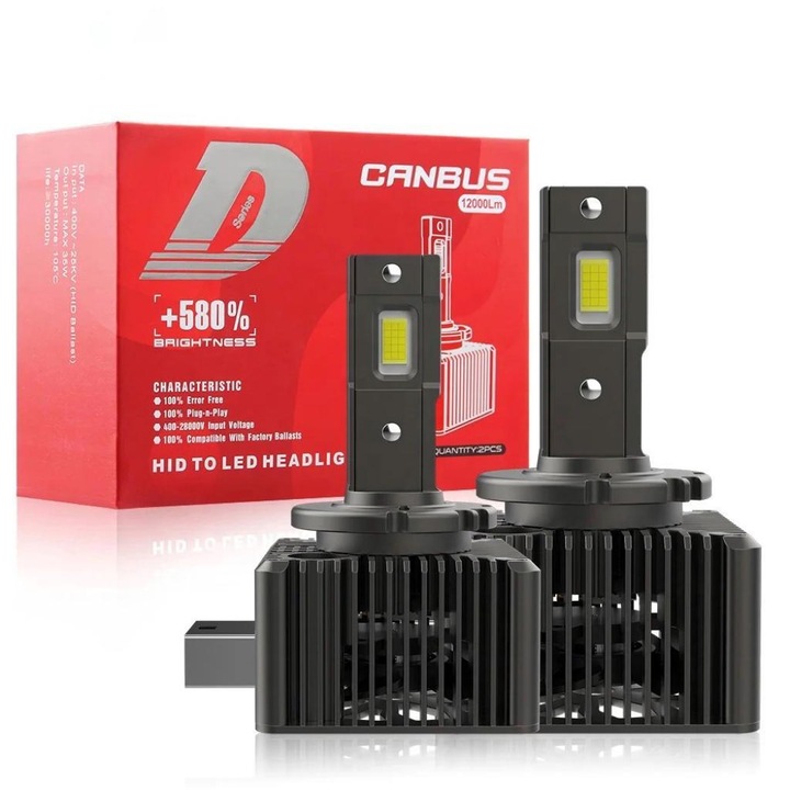 Set de 2 becuri CANBUS RUTENSE conversie led D1S plug and play, 70W, 6000K, 12000LM