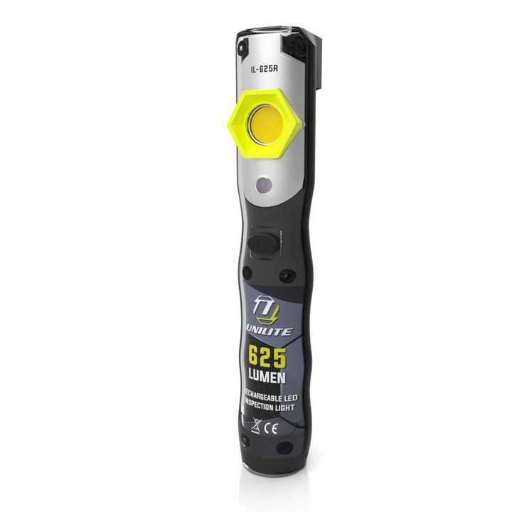 Kompakt ellenőrzőlámpa, Unilite, Polikarbonát/Alumínium, IL-625R, 625 lumen, Fekete