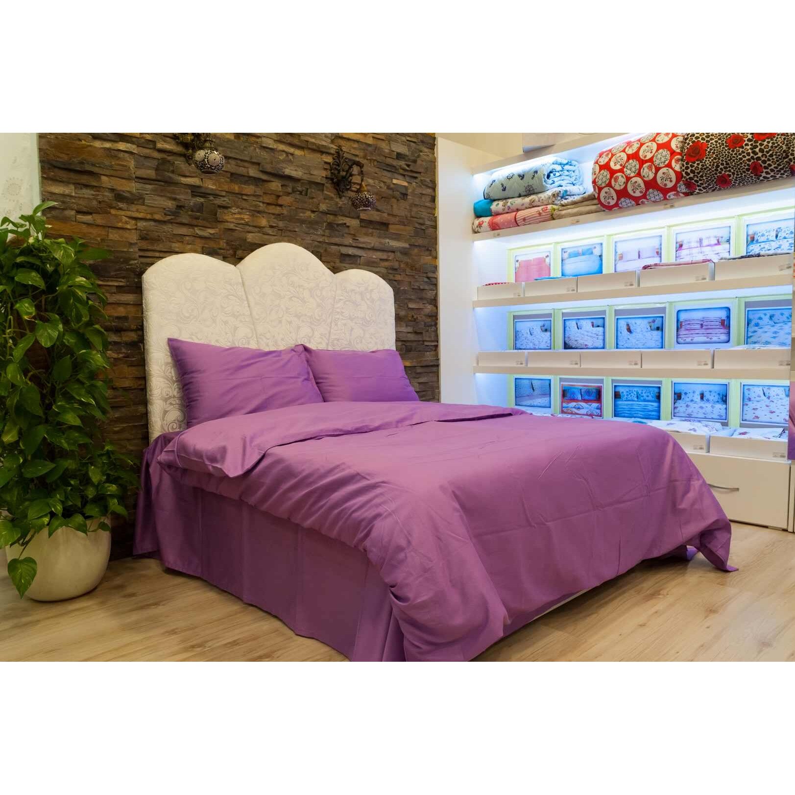 Lenjerie pat, Emanuelle-Home, Bumbac Satinat Uni, Extra-Large