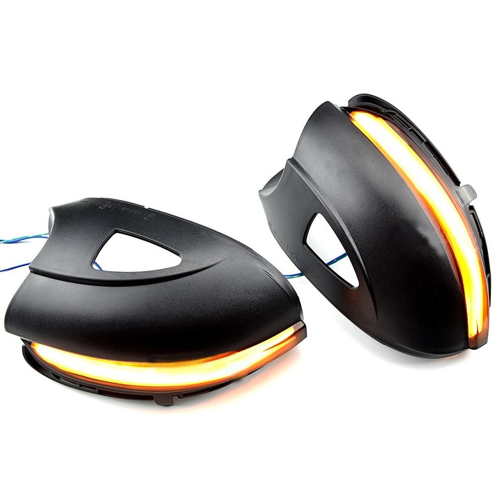 Set 2 Semnalizari dinamice LED oglinda pentru VW Golf 6 MK6, GTI, R20, Touran 2011-2015, Radus®, lupa fumurie