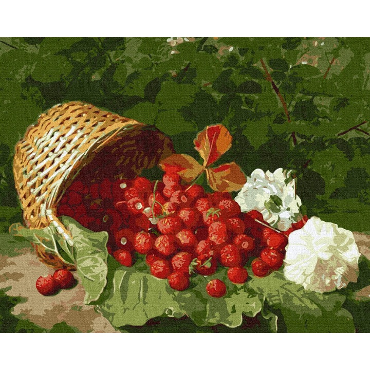Szám szerinti festő készlet, alvázzal, Eperkosár - William Hammer, 40x50 cm