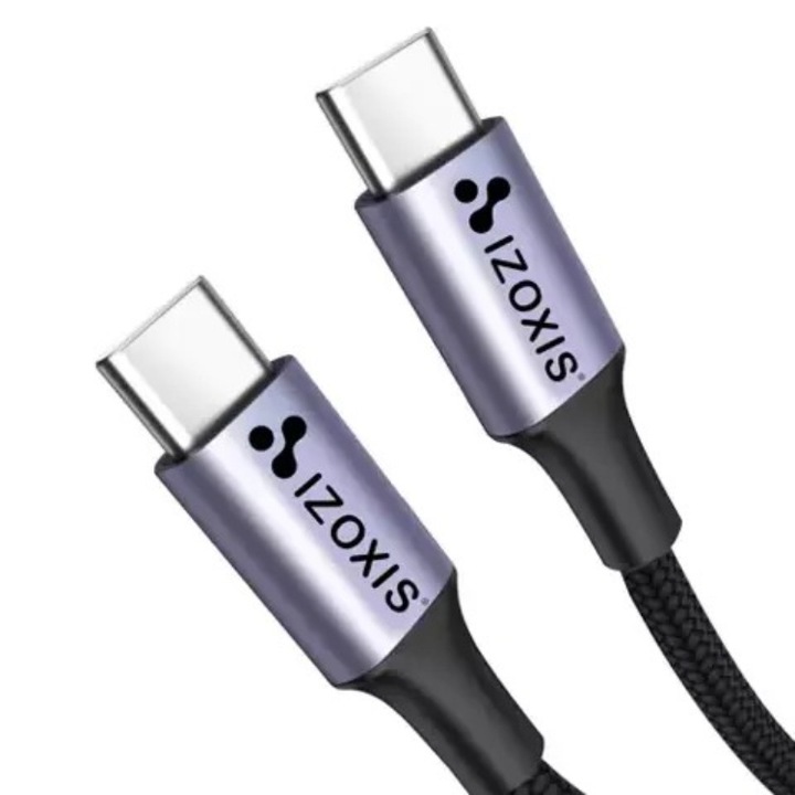 Кабел USB Type-C към Type-C, IZOXIS, дължина 2m, максимум 100W, PD, QC 2.0, черен