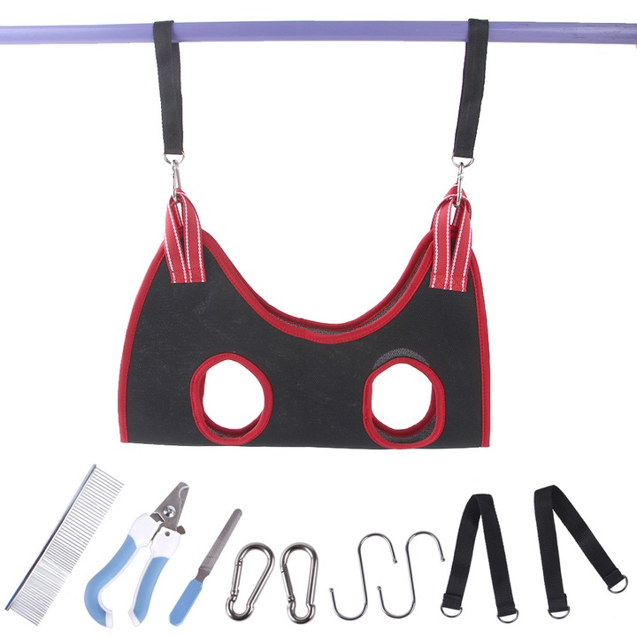 Комплект за подстригване на домашни любимци QttvbTna, Хамак за подстригване, Комплект за нокти, Гребен, Дишащ материал, Многоцветен