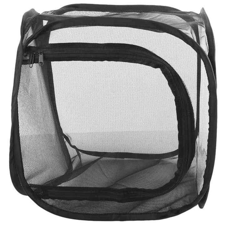 Inkubáló ketrec pillangóknak, QttvbTna, poliészter, 30x30x30cm, fekete