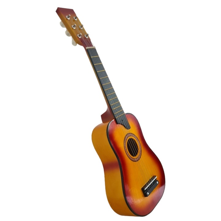 Детска дървена китара размер 65см цвят Оранжев