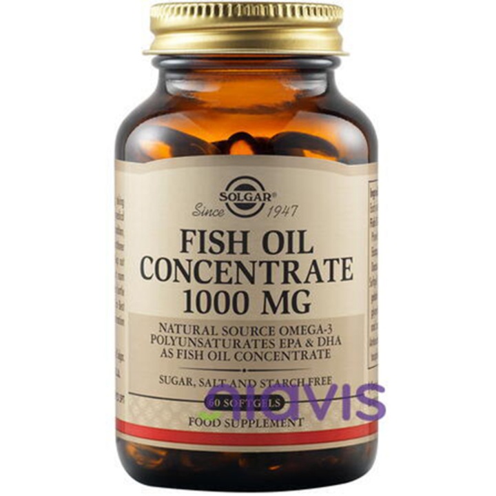 Fish Oil Concentrate 1000mg, Ulei de peste Solgar, Niavis, 60 capsule moi