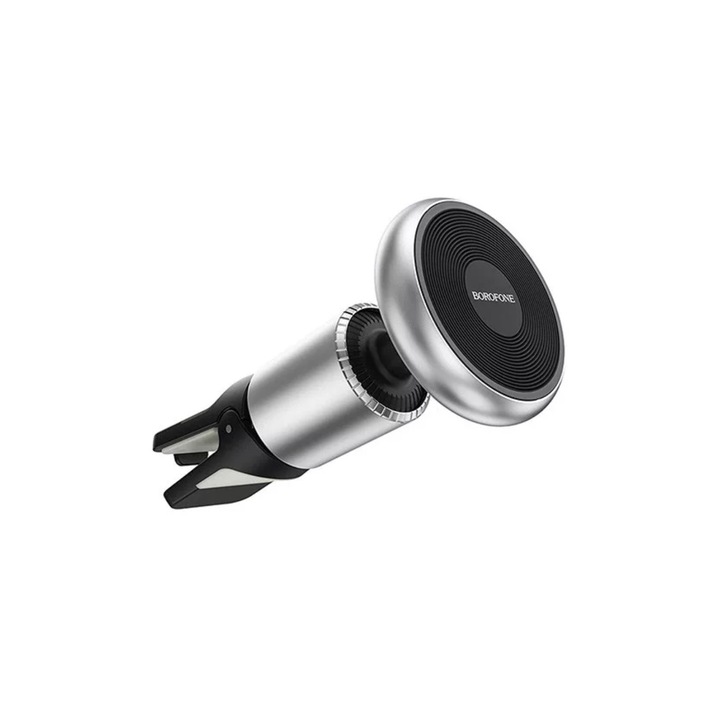 Suport pentru telefon auto, Borofone, BH47 Cool Move, poate fi atasat la un gratar de ventilatie magnetic, Negru/Argintiu