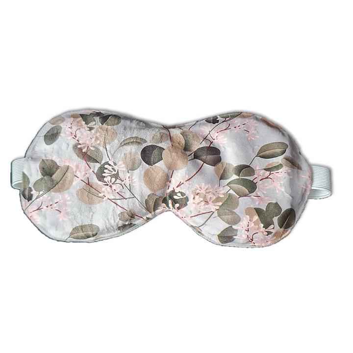 Levendulás nyugtató szempárna alváshoz, jógához, meditáláshoz, mosható huzatban. Eukaliptusz mintával