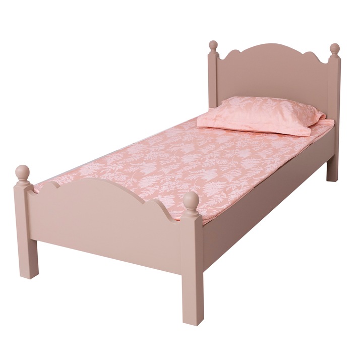 Pat alex 90x200 cm, culoare brun deschis, 100% lemn masiv, vopsit