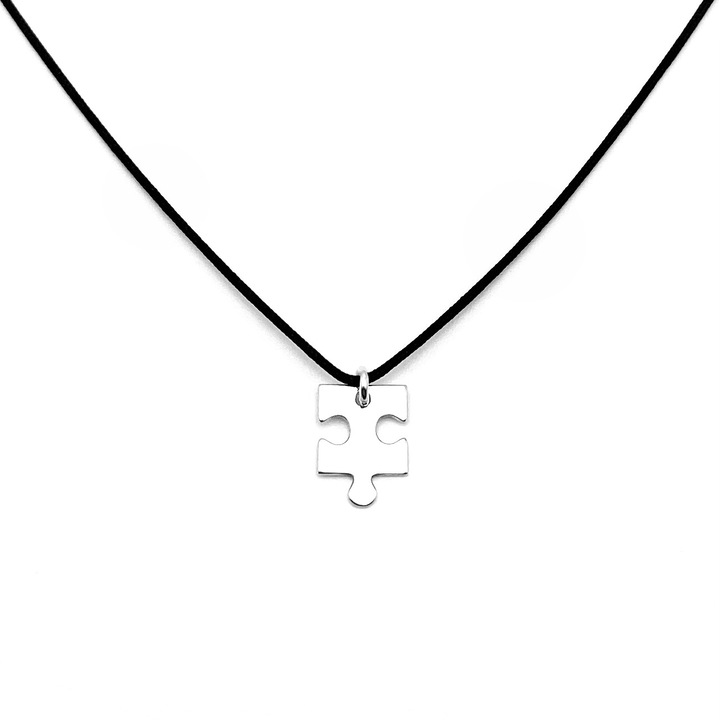 Zsinór nyaklánc Puzzle Piece medállal 925 ezüst színben, állítható