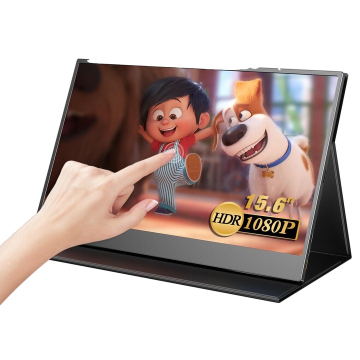 Hordozható monitor, Uperfect, 15,6", 1080P, Full HD, szürke