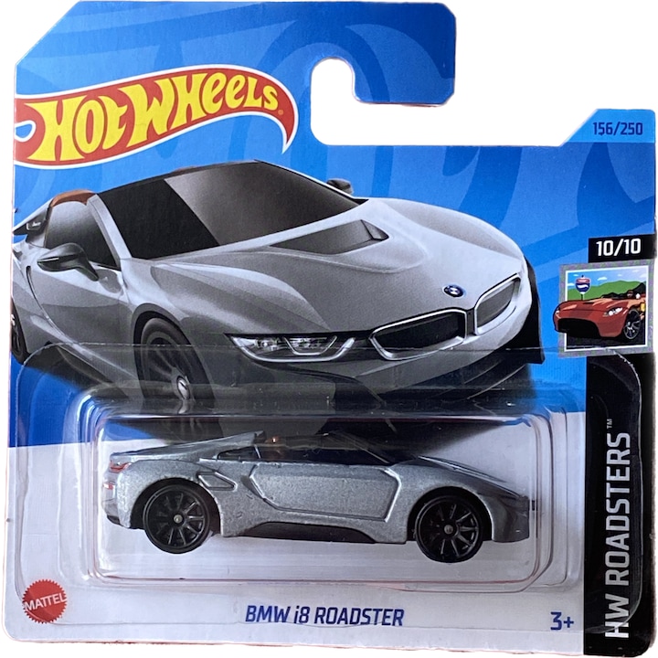 Hot BMW i8 Roadster Wheels játékautó, metálszürke, 1:64