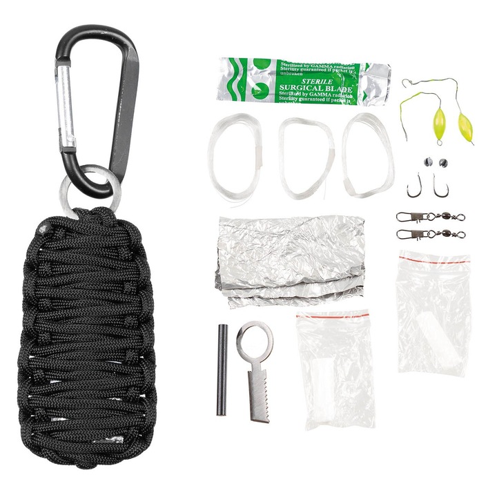 Kit Supravietuire 7 elemente "Parachute Cord" Paracord MFH 27118A
