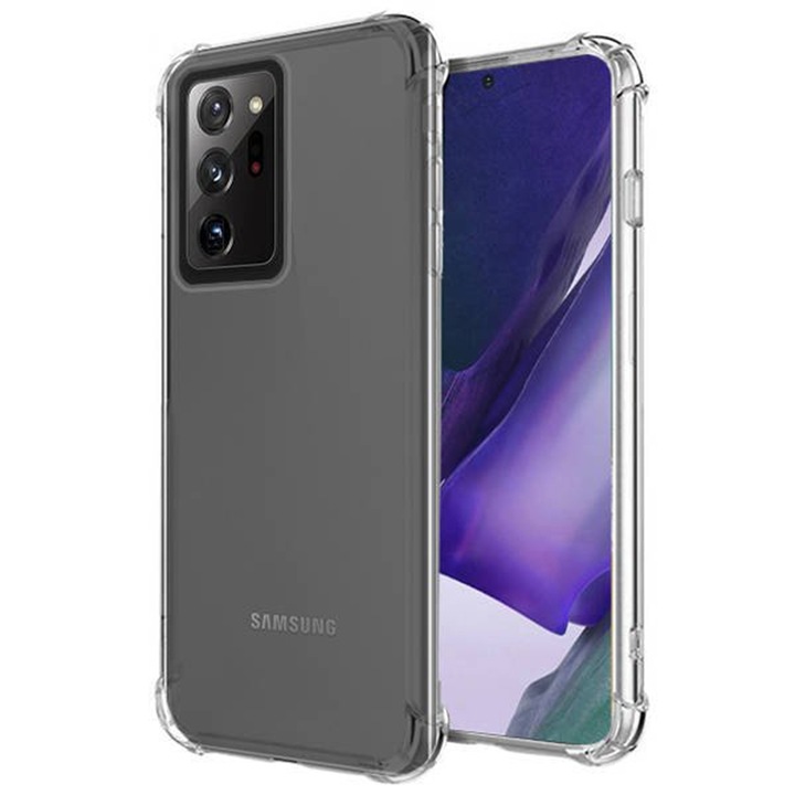 Противоударно покритие, съвместимо със Samsung Galaxy Note 20 Ultra, върховна защита, устойчиво на падане, устойчиво на удари, допълнителна защита в ъглите, минималистичен дизайн, 1,5 mm, прозрачен