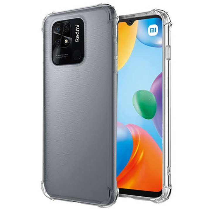 Xiaomi Redmi 10C-vel kompatibilis ütésálló tok, Supreme Protection, Leejtésálló, Ütésálló, Nagyobb védelem a sarkoknál, Minimalista kialakítás, 1,5 mm, Átlátszó