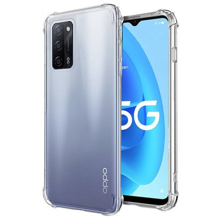 Калъф, съвместим с Oppo A55 5G, устойчив на падане, удароустойчив, допълнителна защита в ъглите, минималистичен дизайн, 1,5 mm, прозрачен