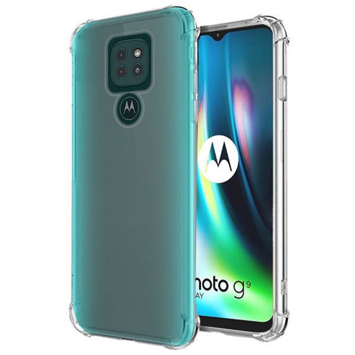 Удароустойчив калъф, съвместим с Motorola Moto G9 Play/ E7 Plus, върховна защита, устойчив на падане, удароустойчив, допълнителна защита в ъглите, минималистичен дизайн, 1,5 мм, прозрачен