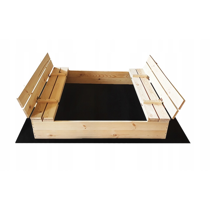 Cutie de nisip, Lemn, Sunwood, 120x120 cm, 18 luni+, Natural lada de nisip groapa de nisip