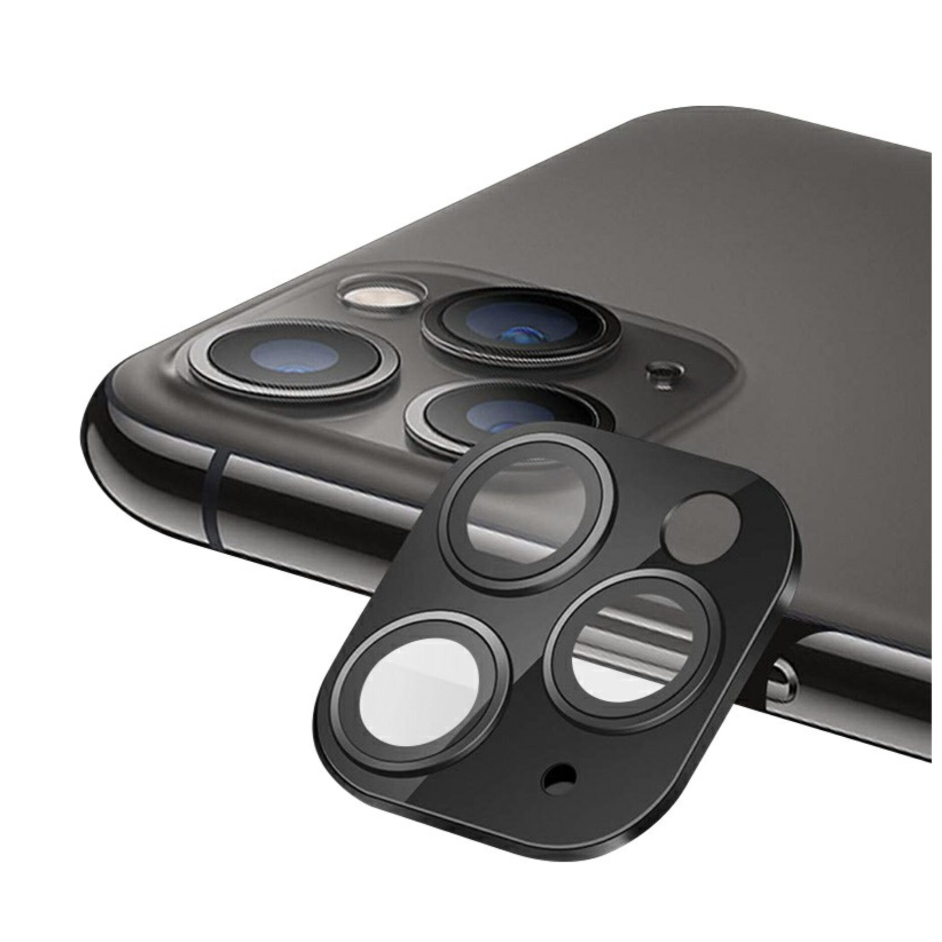 Folie de protectie pentru camera iPhone 11 Pro MAX, sticla securizata, duritate 9H, culoare negru, dedicata modelului iPhone 11 Pro MAX
