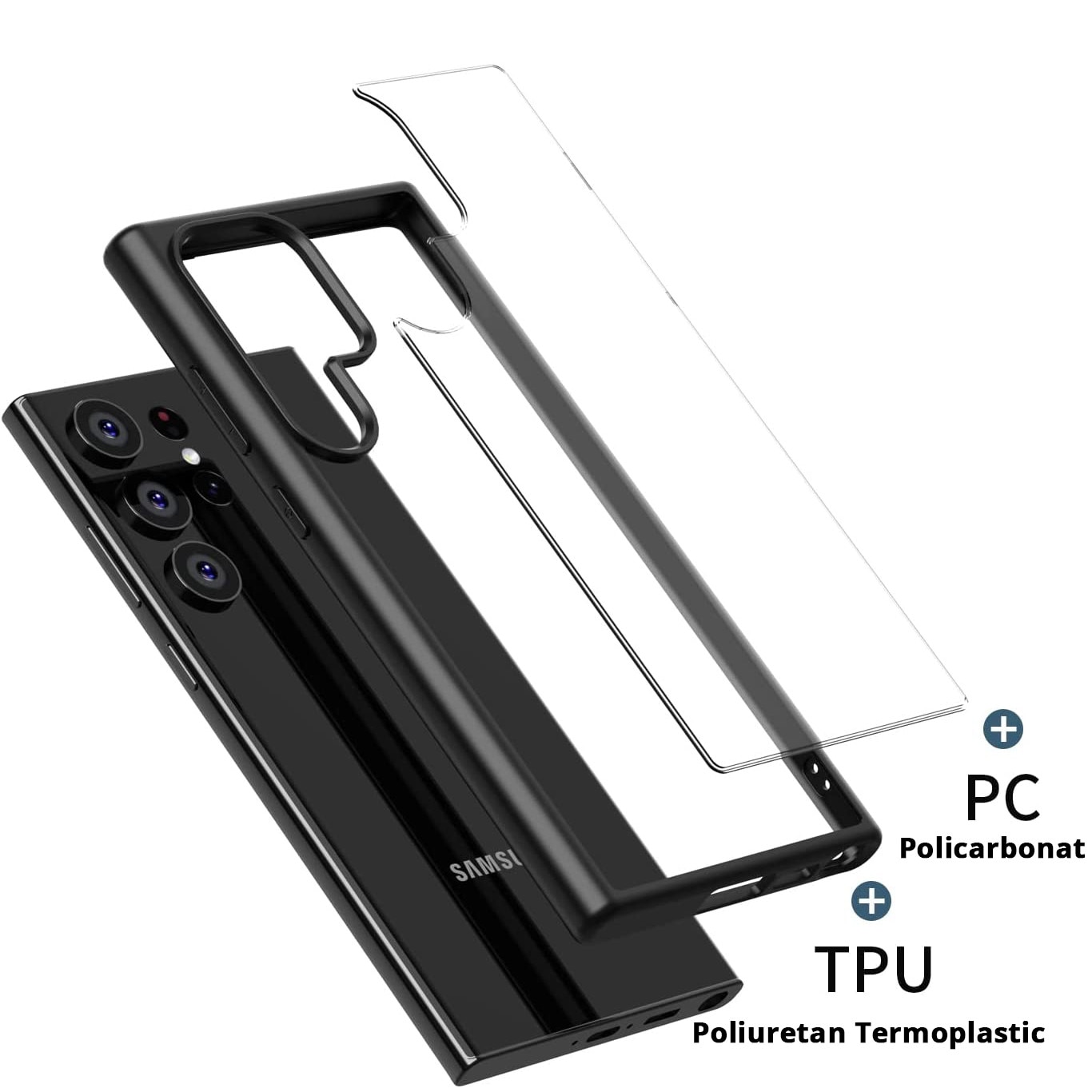 Husa pentru Samsung Galaxy S22 ULTRA, carcasa spate Hybrid ultra slim, Antisoc, hardcase, Negru