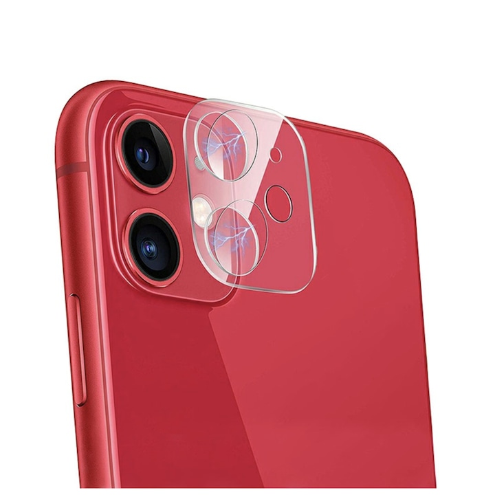 Folie protectoare transparenta pentru camera iPhone 11, realizata din sticla securizata cu duritate 9