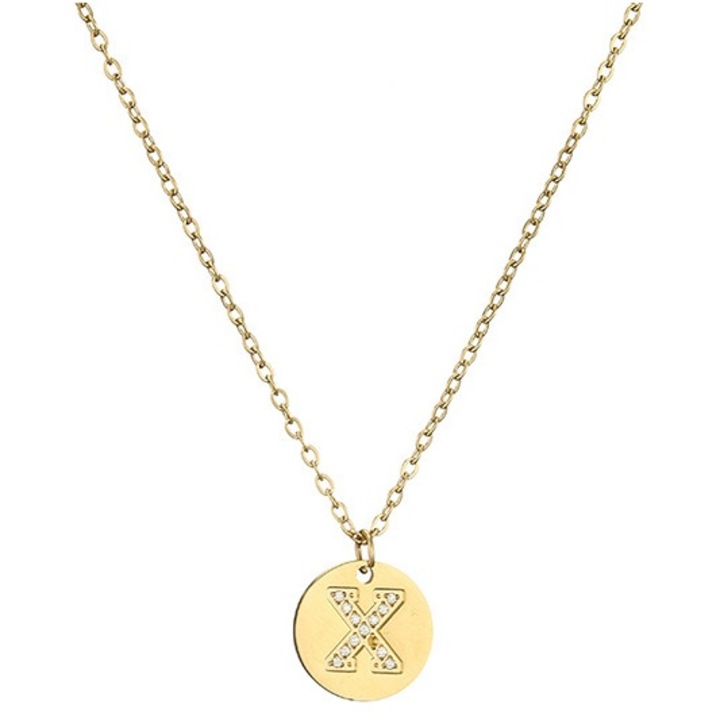 Nyaklánc X betű, ötvözet, arany