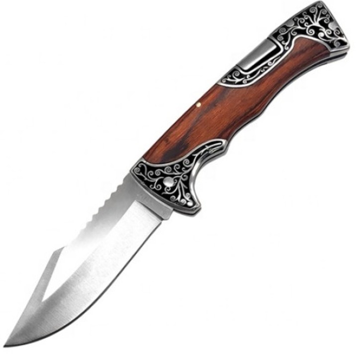 Cutit pliabil de buzunar, Columbia, Inox, 23cm, Maro/Argintiu