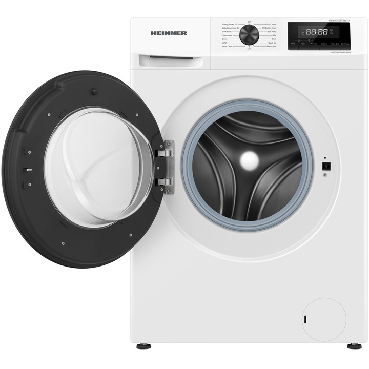 Masina de spalat rufe Slim Heinner HWM-H7014IVSMC+++, 7 kg, 1400 rpm, Clasa C, Motor inverter, Display digital, Blocare acces copii, Alb
