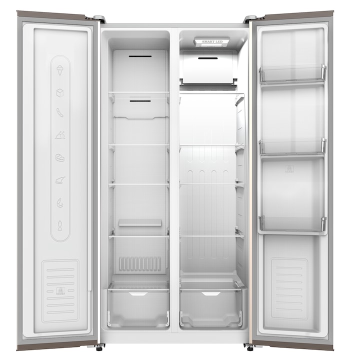 Side by Side STARCREST SSBS-400IX, Clasa F, 400 l, No Frost, H 171 cm, Display exterior, Inox