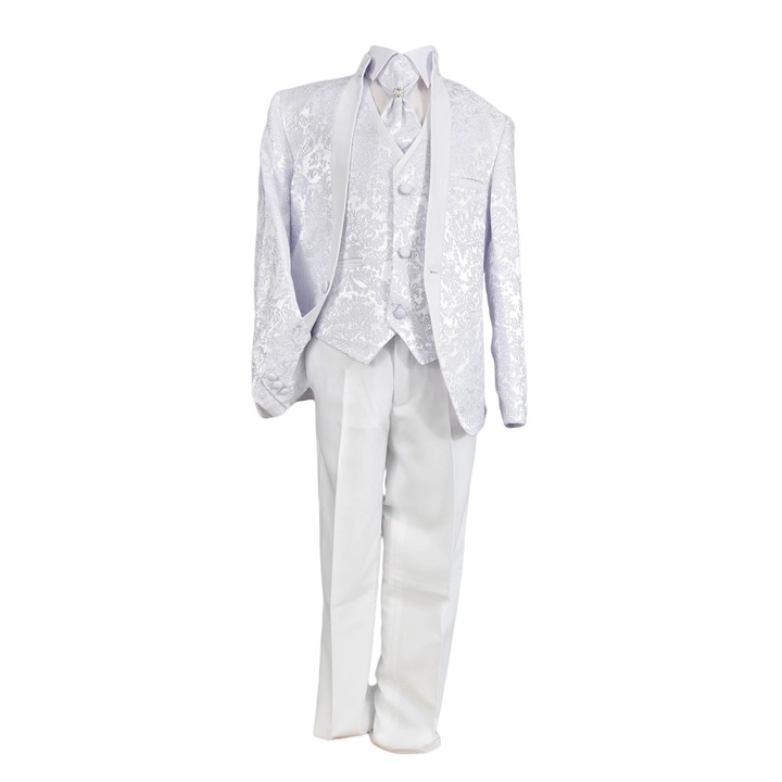 Costum gala baieti, 5 piese, culoare alba, marime 146 cm, varsta 11 ani
