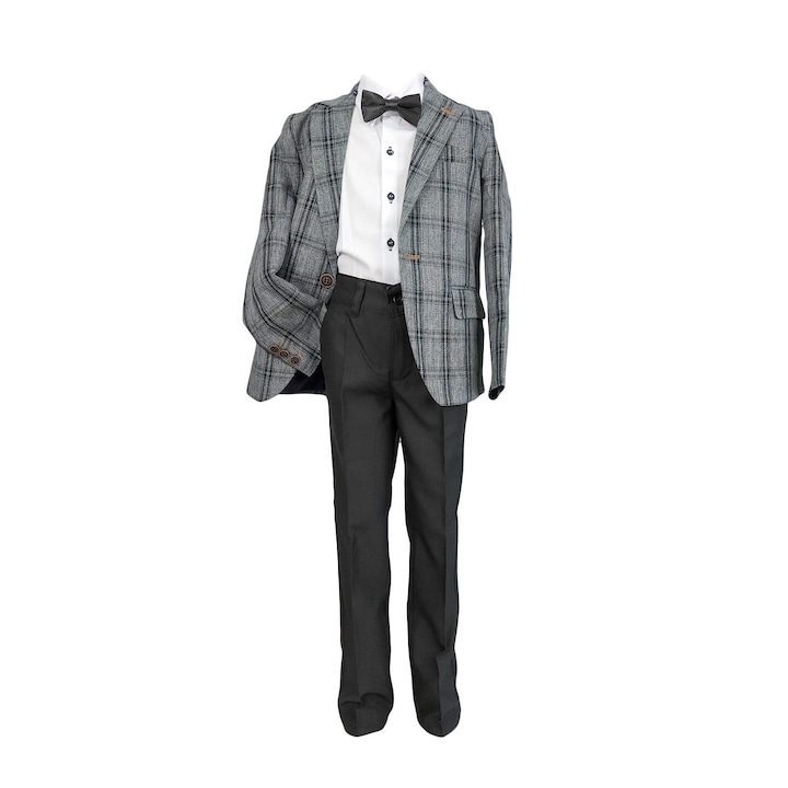 Costum casual-elegant, model Andrei, culoare gri, marime 140 cm, varsta 10 ani