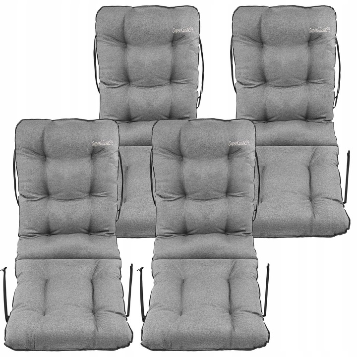 Set Perne scaun terasa, gradina, 4 piese, 48x48x75 cm, Gri, exterior/interior, impermeabila, pentru banca, balansoar, fotoliu, Superkissen24