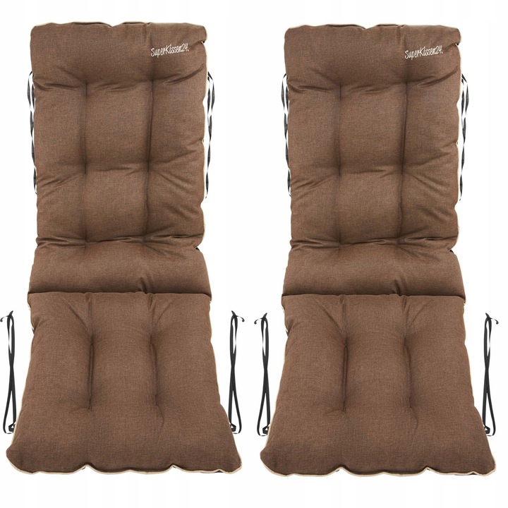Set Perne scaun terasa, gradina, 2 piese, 48x48x75 cm, exterior/interior, impermeabila, pentru banca, balansoar, fotoliu, Maro Linen, Superkissen24