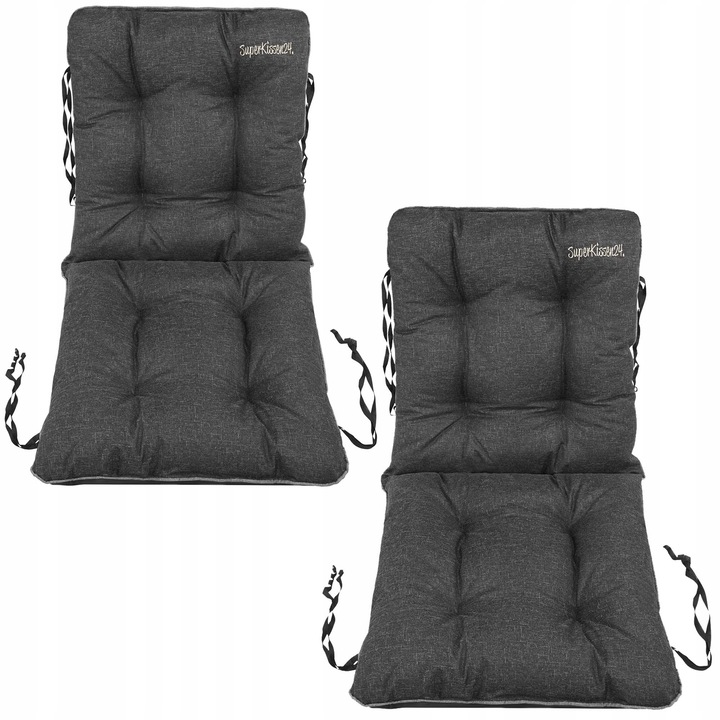 Set Perne scaun terasa, gradina, 2 piese, 48x48x48 cm, exterior, impermeabila, pentru banca, fotoliu, Negru, Superkissen24