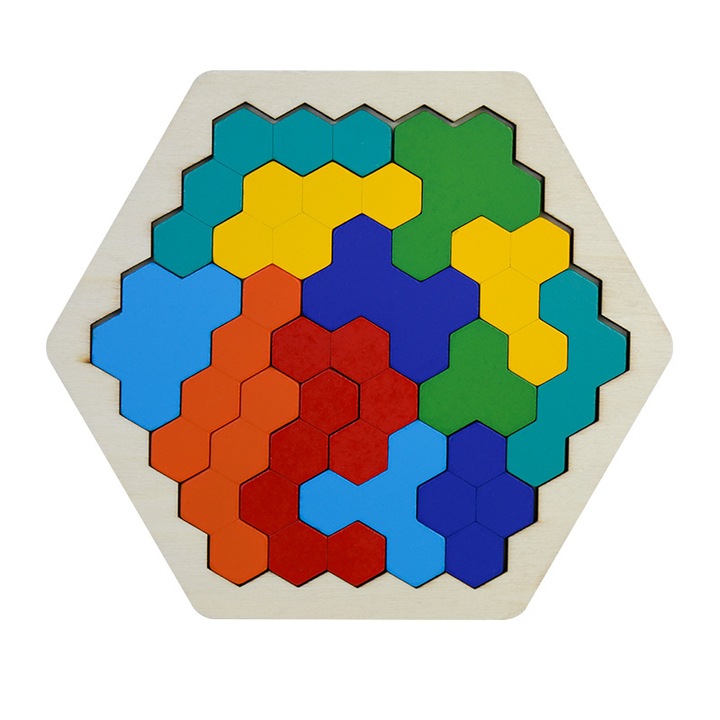 QttvbTna fa puzzle, oktatójáték, hatszögletű, 18,5x16,5x1 cm