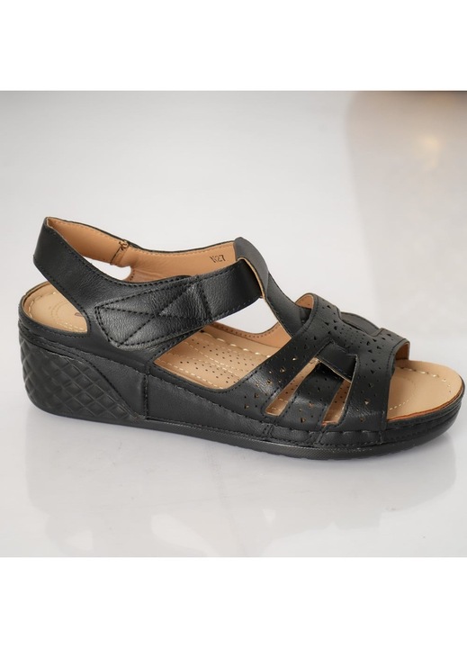 Sandale dama cu platforma, Moda Stil, Iulia, Piele ecologica, Negru