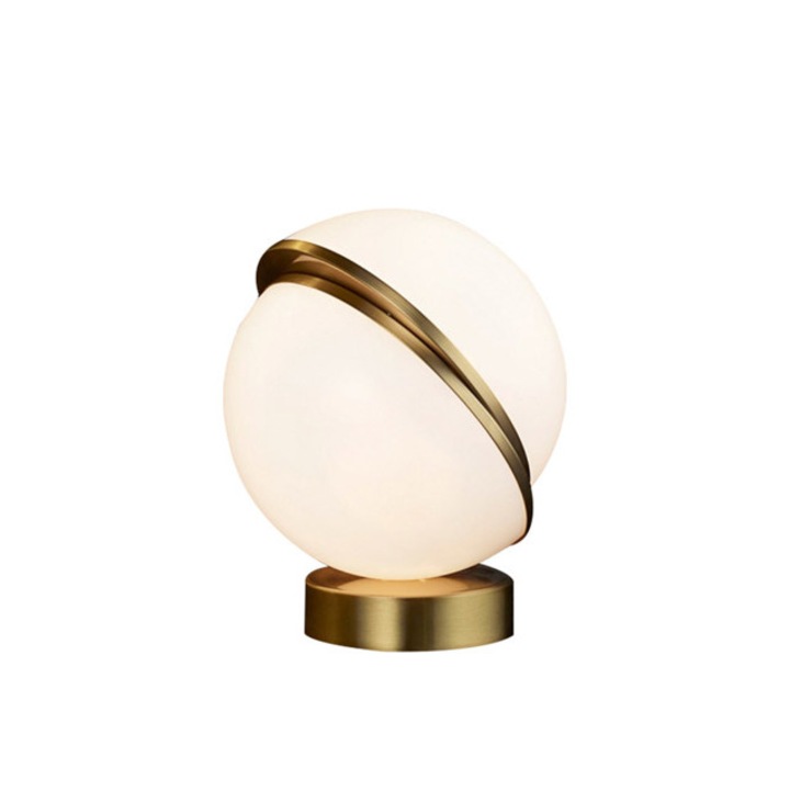 Veioza Crescent, 1xE27, abajur acrilic, insertii metalice, 25x25x36cm