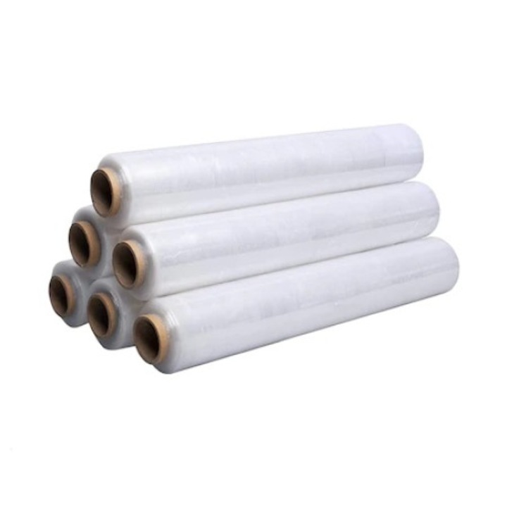 Set 6 Role Folie Stretch Transparenta pentru Ambalare Manuala 23 microni / 50 cm latime
